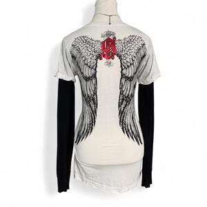 Affliction Sinful Vintage Y2K Grunge Gothic Punk rock long sleeve top Size Large